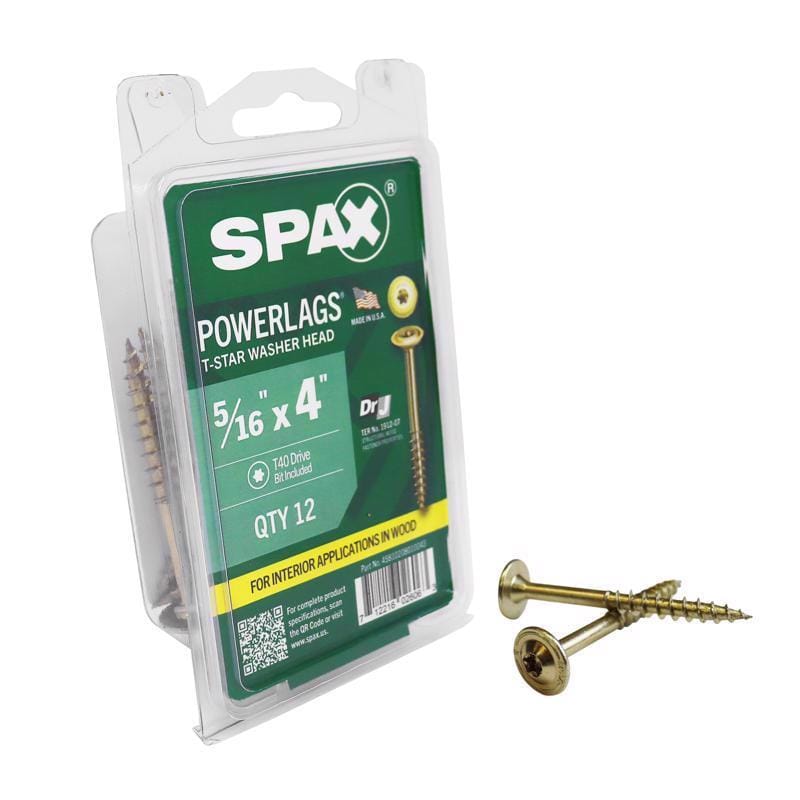 Spax 45810208010043 PowerLags 5/16 in. X 4 in. L Washer Yellow Zinc Carbon Steel Lag Screw 12 pk