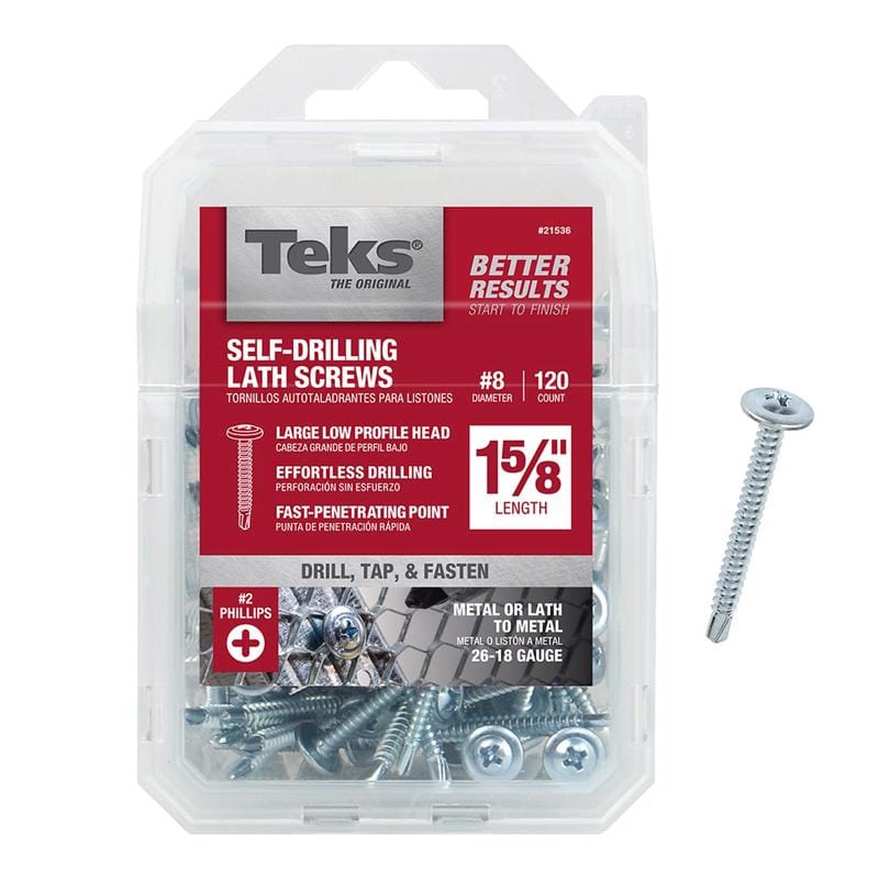 Teks 21536 No. 8 in. X 1-5/8 in. L Hex Drive Pan Head Self Tapping Lath Screws