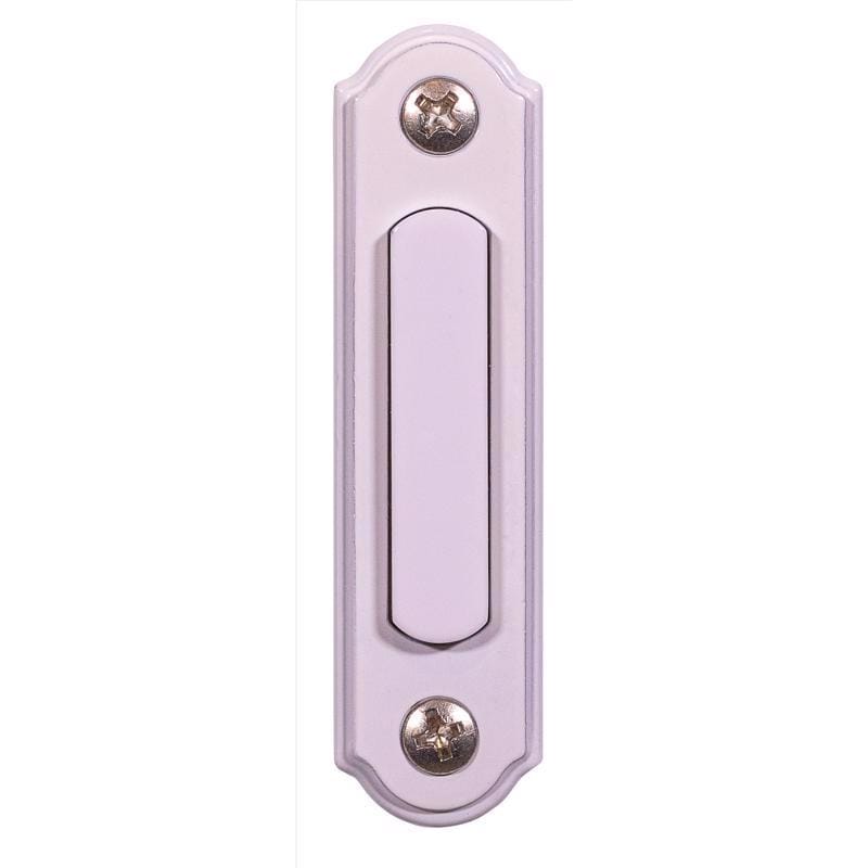 Heath Zenith 18000144 Satin White Metal/Plastic Wired Pushbutton Doorbell
