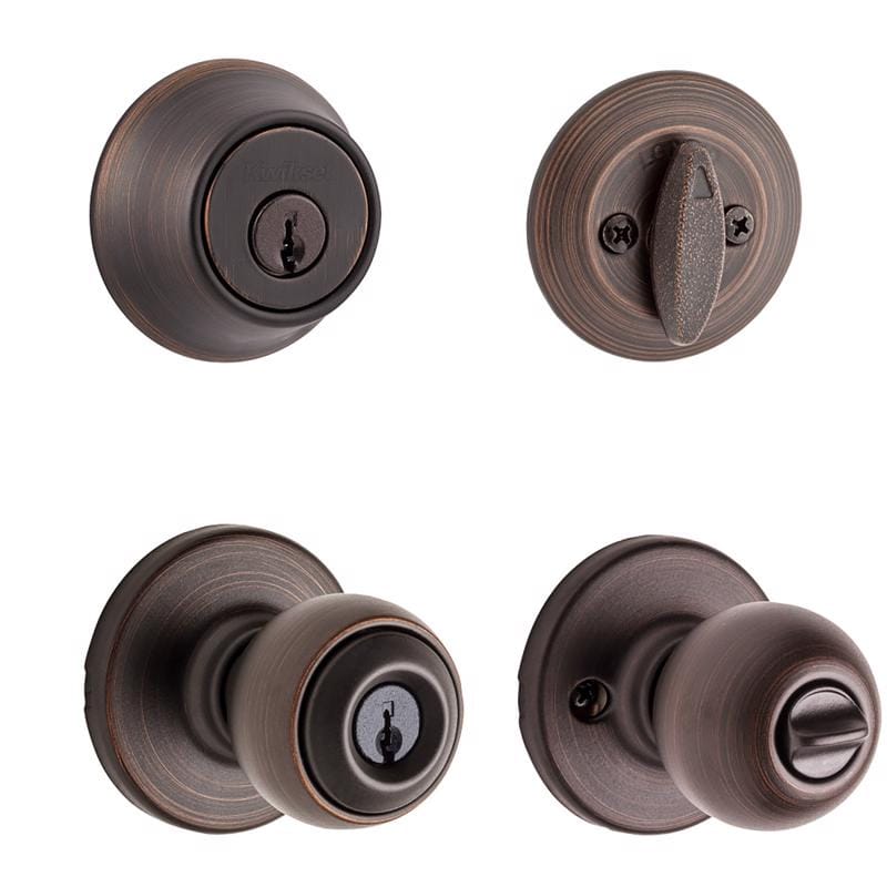 Kwikset 96900-333 Polo Venetian Bronze Deadbolt and Passage Door Knob 1-3/4 in.