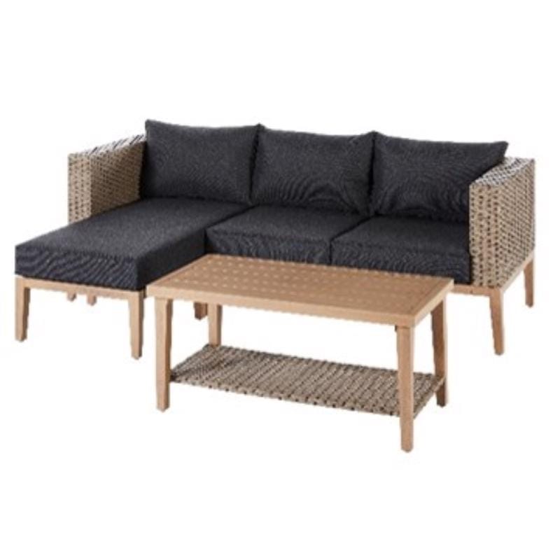 Living Accents WVSECT4-24 Burbank 4 pc Brown Steel Sectional Deep Seating Set Black