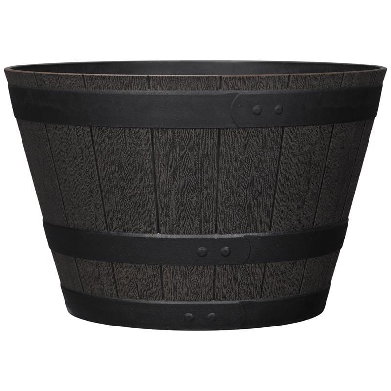 L&G PVH6019TNI 12 in. H X 19 in. W X 19 in. D X 19 in. D Polyresin Whiskey Barrel Planter Brown