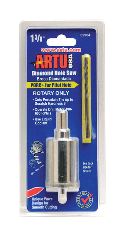 Artu 02964 1-3/8 in. Carbide Grit 3-1/4 in. L X 5/16 in. D Hole Saw Arbor Included