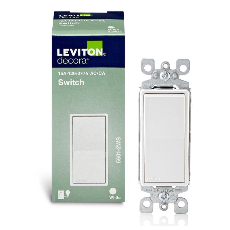 Leviton 05601-2WS Decora 15 amps Single Pole Rocker Switch White 1 pk