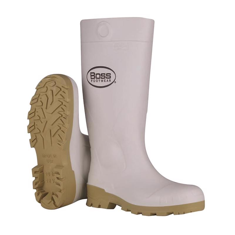 Boss B380-9005/12 Unisex PVC Plain Boots White 12 US Waterproof 1 pair 16 in.