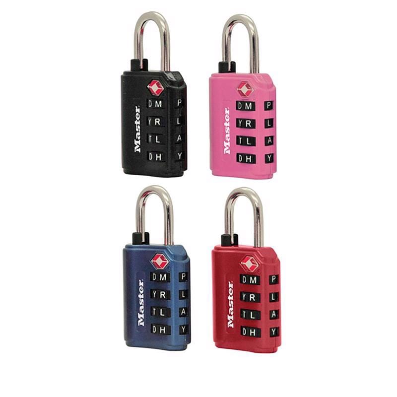 Master Lock 4691DWD 1-5/32 in. H X 1 3/8 in. W Steel 4-Dial Combination Luggage Lock