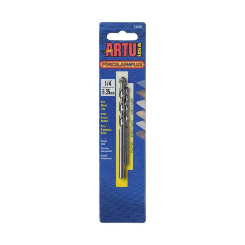Artu 01435 Porcelain Plus 1/4 in. X 4-1/8 in. L Tungsten Carbide Tipped Glass and Tile Bit Set Straight Sh