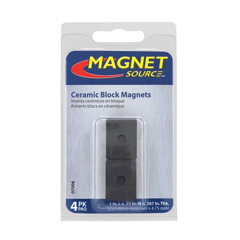 Magnet Source 07006 1 in. L X .75 in. W Black Block Magnets 1 lb. pull 4 pc