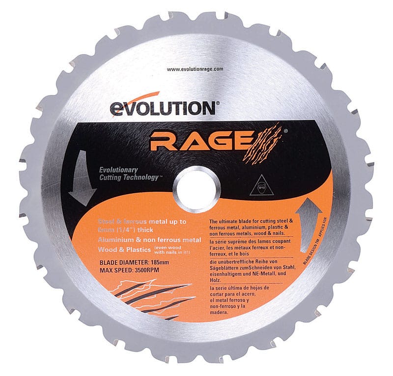 Evolution RAGEBLADE 7-1/4 in. D X 20 mm Rage Carbide Tip Steel Circular Saw Blade 20 teeth