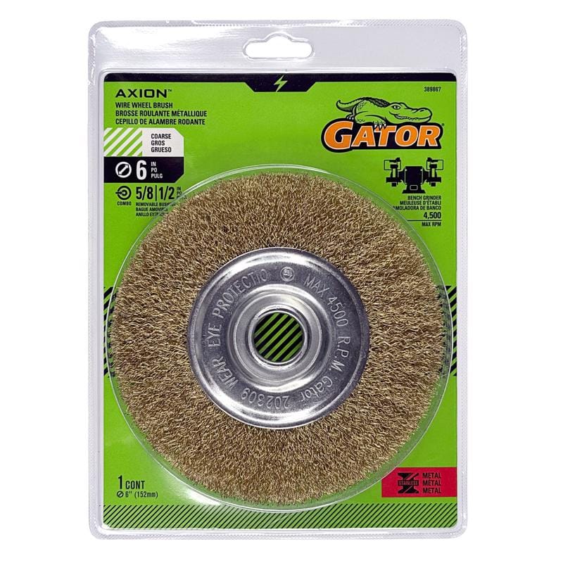 Gator 389867 6 in. Coarse Crimped Wire Wheel Brush Brass Coated Steel 4500 rpm 1 pc
