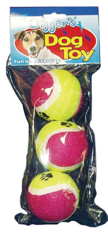 Boss Pet A08225 Digger's For Dog Multicolored Rubber Pet Tennis Balls Large 3 pk