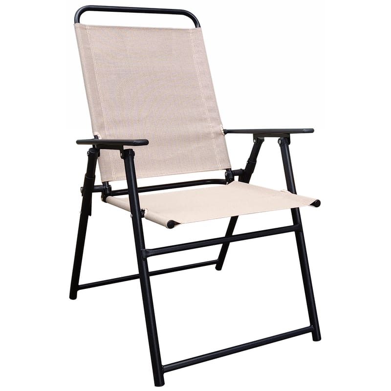 Living Accents FTS50BG-T Black Steel Frame Sling Chair Tan