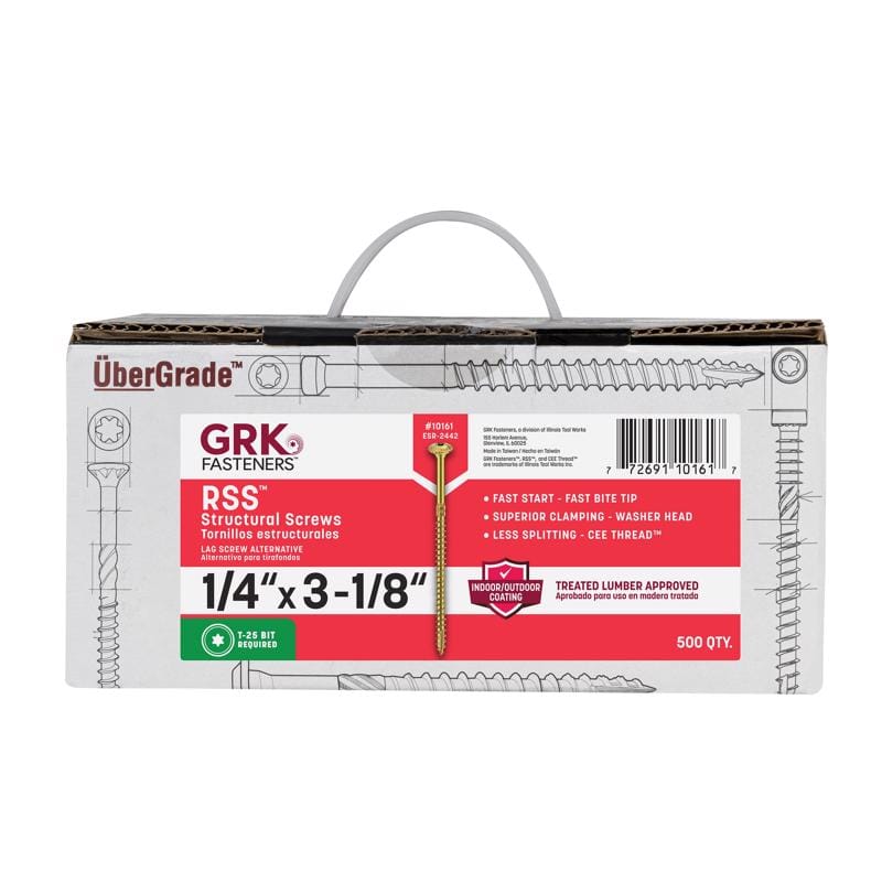 GRK Fasteners 10161 3-1/8 in. L Star Climatek W-Cut Structural Wood Screws 500 pk