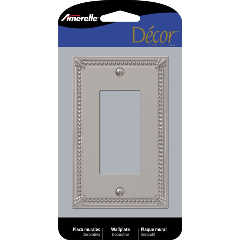 Amerelle 74RBN Imperial Bead Brushed Nickel 1 gang Metal Decorator Wall Plate 1 pk
