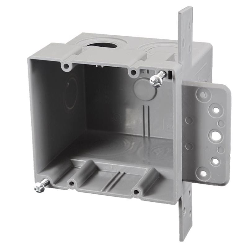 Cantex EN38DB EZ Box New Work 38 cu in Rectangle PVC 2 gang Outlet Box Gray