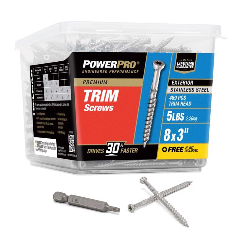 Hillman 48646V4 Power Pro No. 8 X 3 in. L Star Ceramic Coarse Trim Screws 489 pk