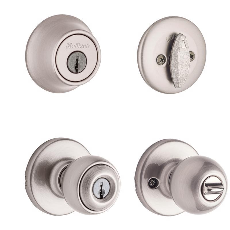 Kwikset 96900-320 Polo Satin Nickel Deadbolt and Entry Door Knob 1-3/4 in.