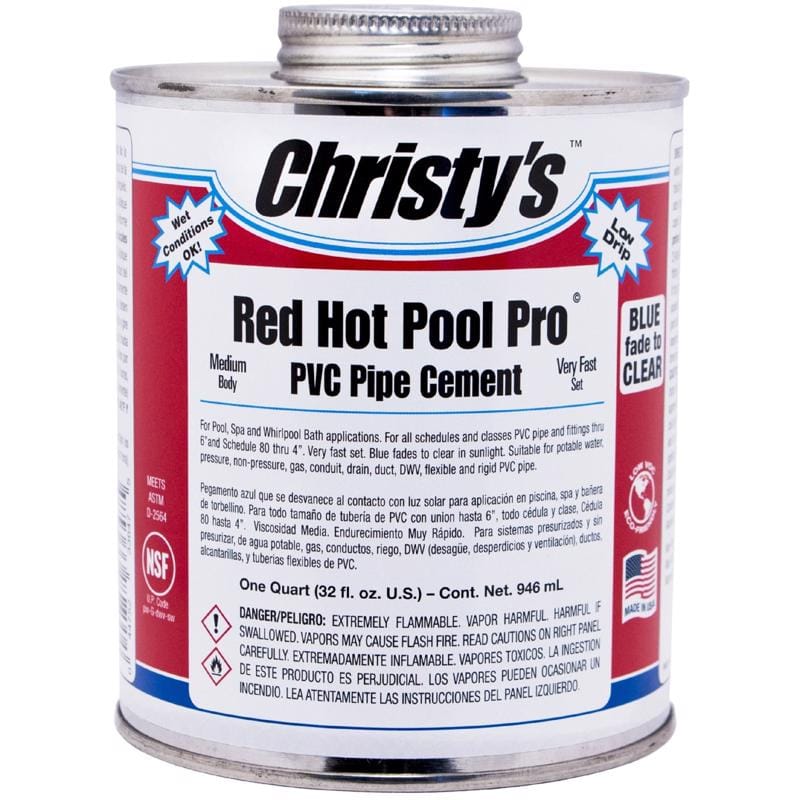 Christy's 505172 Red Hot Pool Pro Clear Adhesive and Sealant For PVC 8 oz