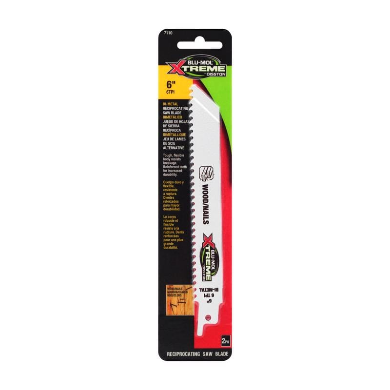 Blu-Mol Xtreme E0217110 6 in. Bi-Metal Reciprocating Blade 6 TPI 1 pk