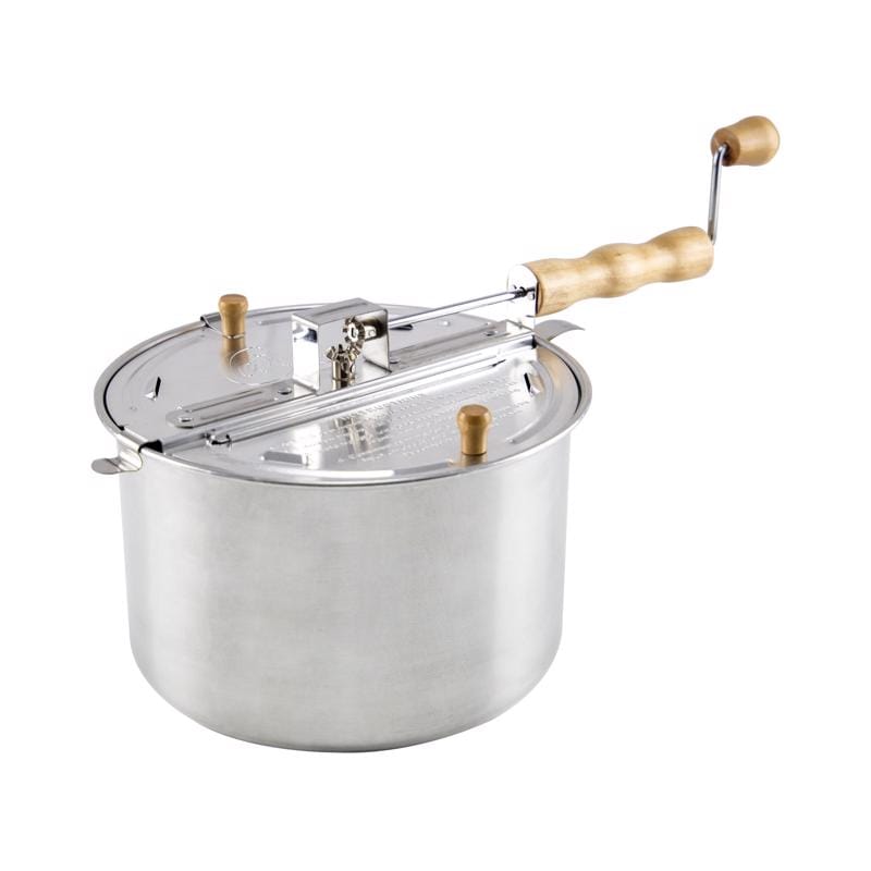 Carey POP-6CY Aluminum Stove Top Popcorn Popper 6 qt Silver