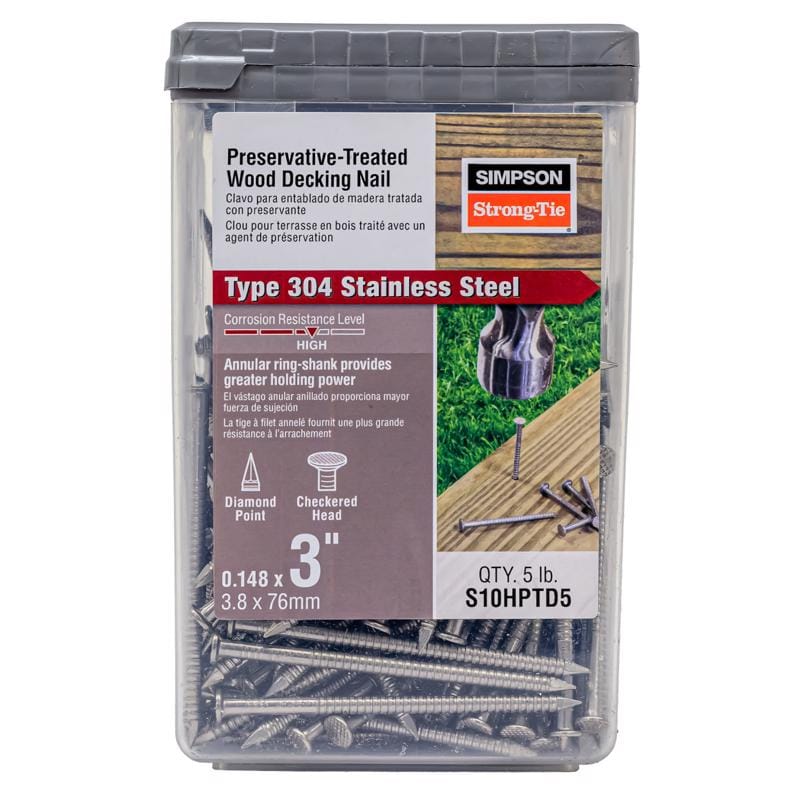 Simpson Strong-Tie S10HPTD5 10D 3 in. Deck Coated Stainless Steel Nail Round Head 5 lb