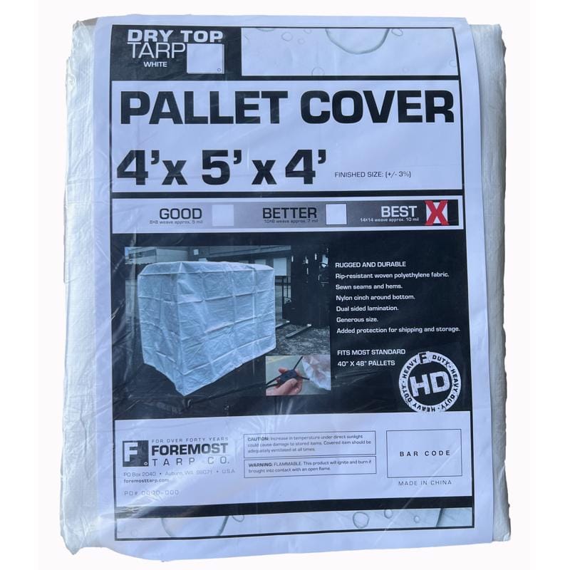 DRY Top 43454 5 ft. W X 4 ft. L Heavy Duty Polyethylene Pallet Cover White