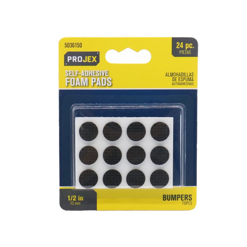 Projex P0126 Foam Self Adhesive Non-Skid Pad Black Round 1/2 in. W 24 pk