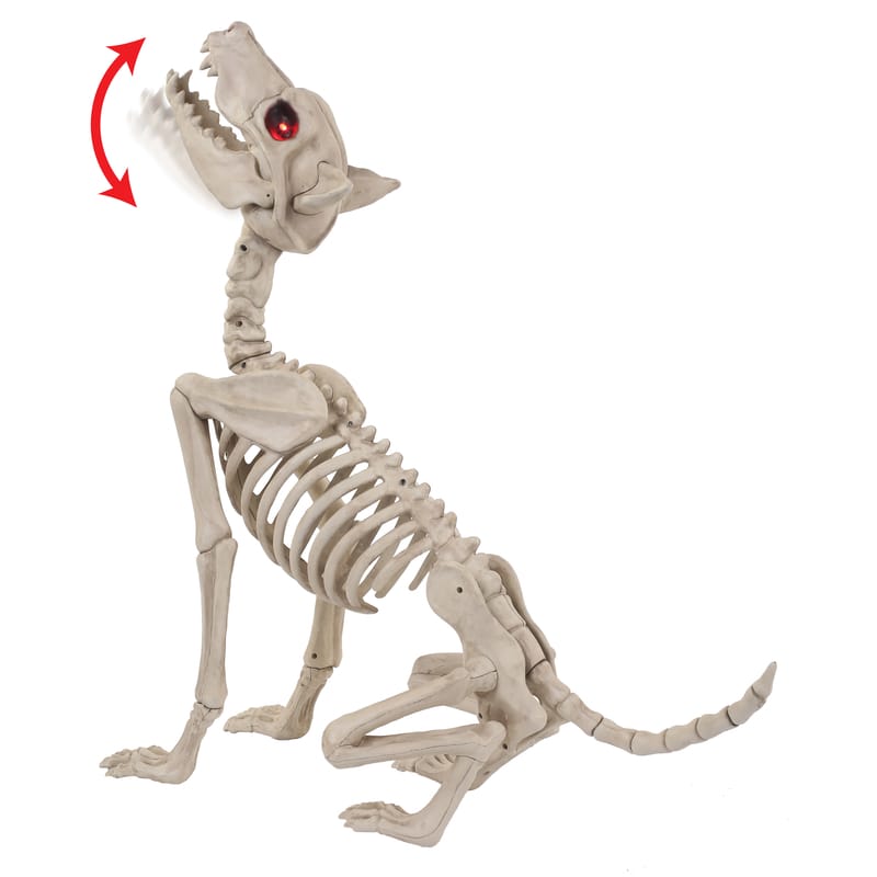 Seasons W81895 Red 27.5 in. Prelit Animated Wolf Skeleton Halloween Decor