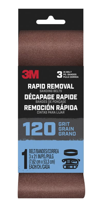 3M BELT3X211PK120 Rapid Removal 21 in. L X 3 in. W Aluminum Oxide Sanding Belt 120 Grit 1 pc