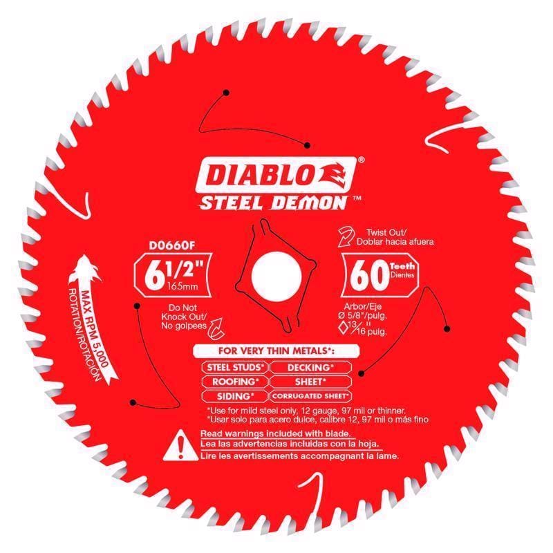 Diablo D0660FA Steel Demon 6-1/2 in. D X 5/8 in. TiCo Hi-Density Carbide Circular Saw Blade 60 teeth 1 pk
