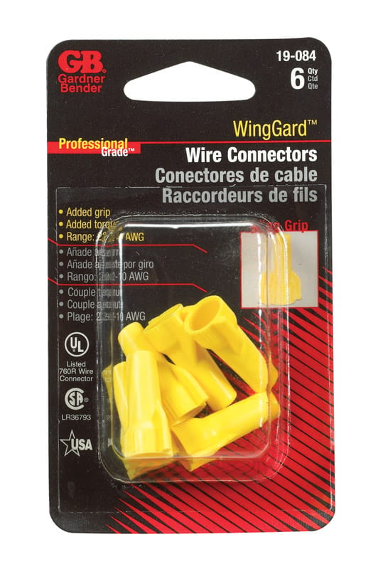 Gardner Bender 19-084 WingGard 22-10 Ga. Copper Wire Wire Connector Yellow 6 pk