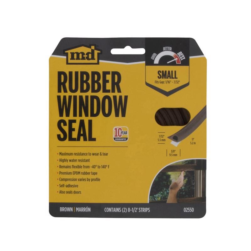 M-D Building Products 02550 Brown EPDM Rubber Foam Weather Stripping Tape For Doors and Windows 204 in. L