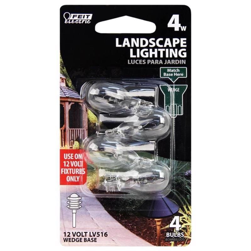 Feit BPLV516/4/RP 4 W T5 Landscape and Low Voltage Incandescent Bulb Wedge Soft White 4 pk