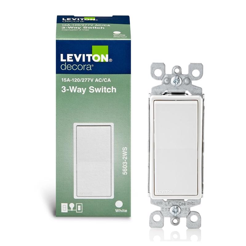 Leviton 05603-2WS Decora 15 amps 3-Way 3-Way/Rocker AC Quiet Switch White 1 pk