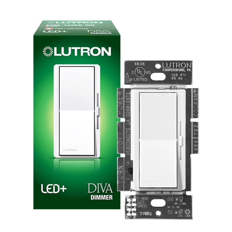 Lutron DVCL-153PR-WH Diva White 150 W Rocker Dimmer Switch 1 pk