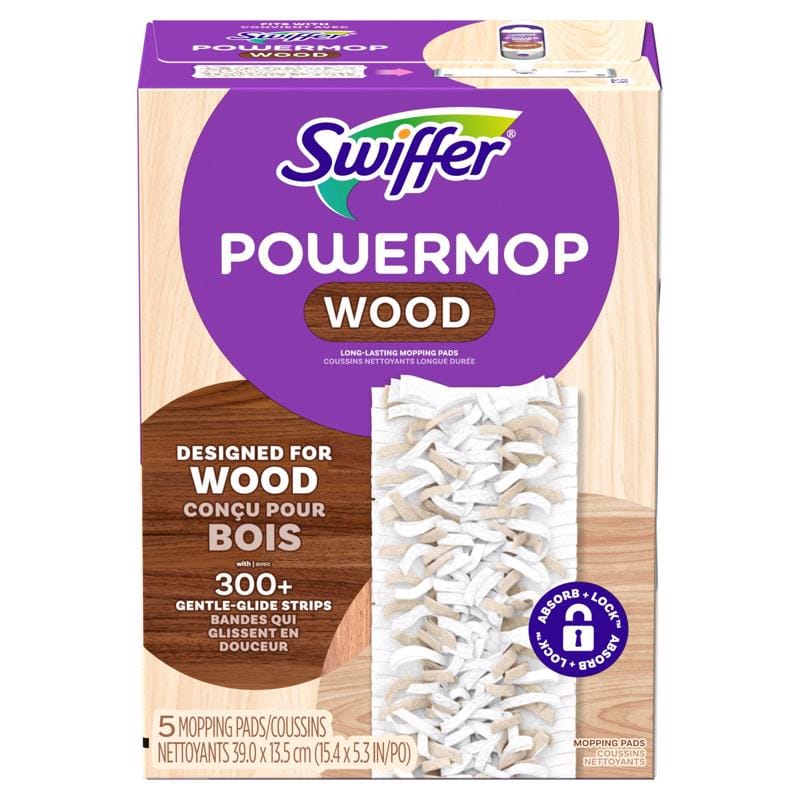 Swiffer 80723038 Power Mop 15.4 in. Wet and Dry Microfiber Mop Refill 5 pk