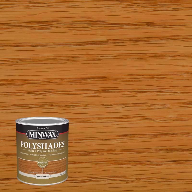Minwax 61320444 PolyShades Semi-Transparent Satin Pecan Oil-Based Stain/Polyurethane Finish 1 qt
