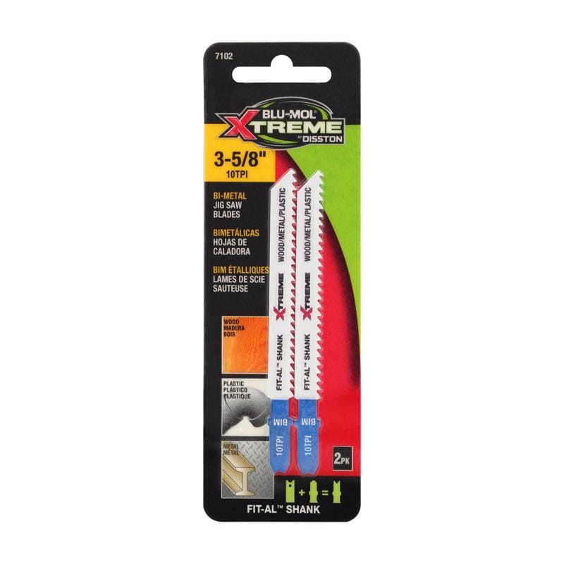 Blu-Mol Xtreme E0217102 3-5/8 in. Bi-Metal Universal Jig Saw Blade 10 TPI 2 pk
