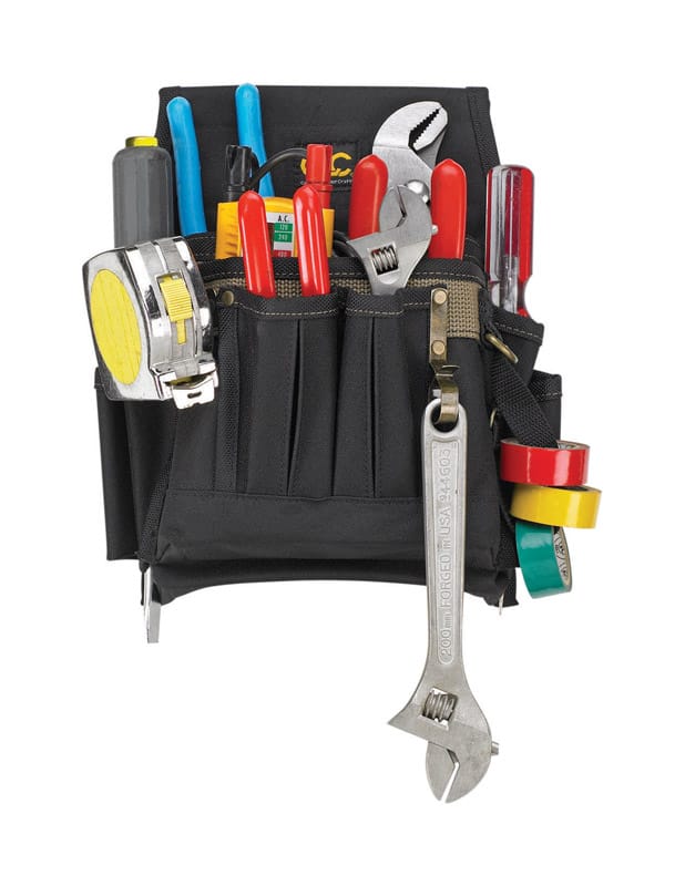 CLC 1505 3.5 in. W X 11 in. H Polyester Electrician's Pouch 10 pocket Black/Tan 1 pc