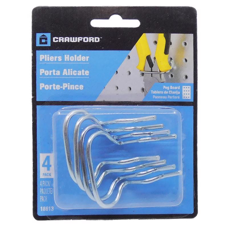 Crawford 18613 Zinc Plated Silver Steel 1.8 in. Peg Hook Pliers Holders 1 pk