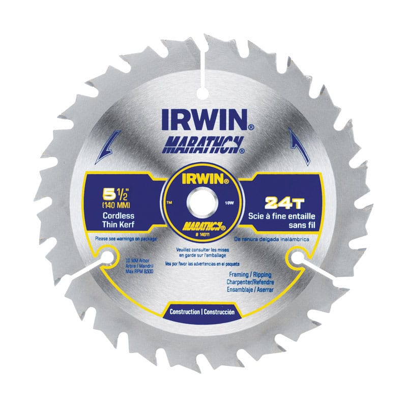 Irwin 14011 Marathon 5-1/2 in. D X 10 mm Carbide Circular Saw Blade 24 teeth 1 pk