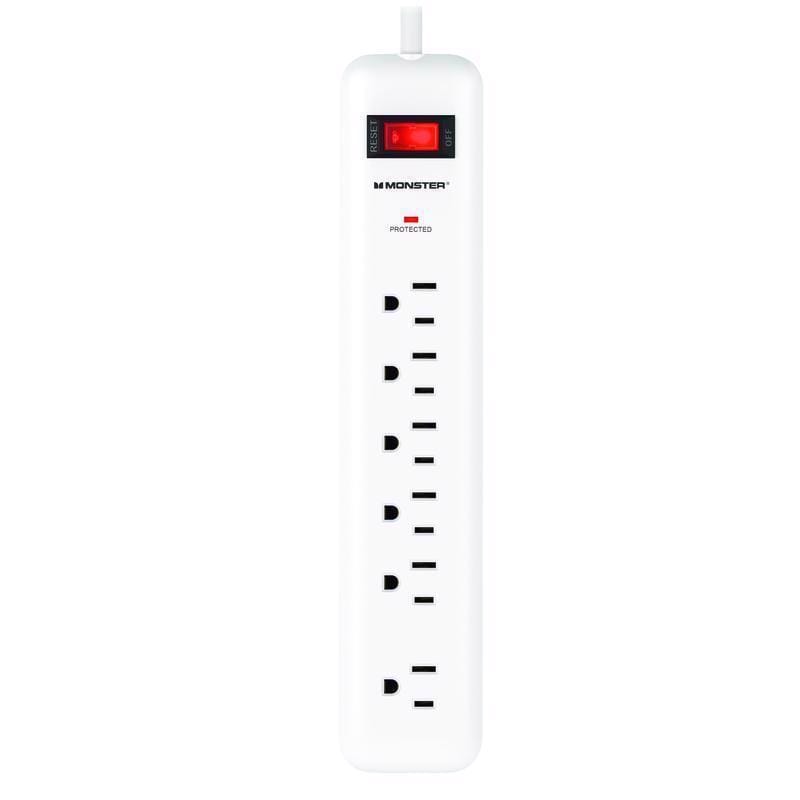 Monster Just Power It Up 1800 4 ft. L 6 outlets Surge Protector White 1080 J