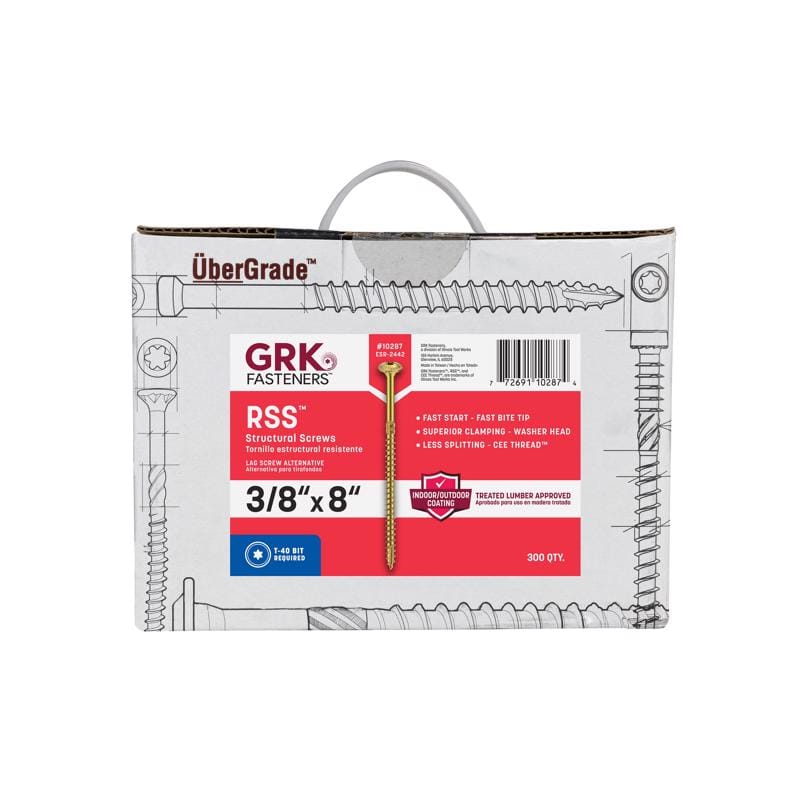 GRK Fasteners 10287 3/8 in. in-lb X 8 in. L Star Hex Head W-Cut Structural Screws