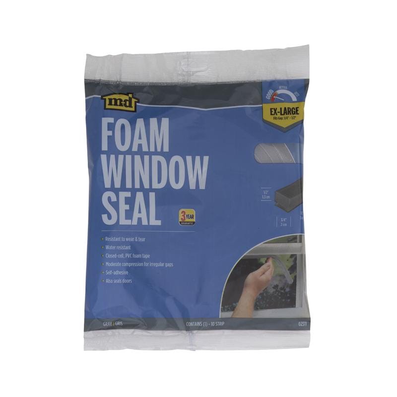M-D Building Products 02311 Gray Foam Weather Stripping Tape For Windows 120 in. L X 0.5 in.