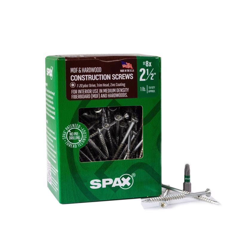 Spax 4351010400604 MDF No. 8 in. X 2-1/2 in. L T-20+ Trim Head Serrated Construction Screws