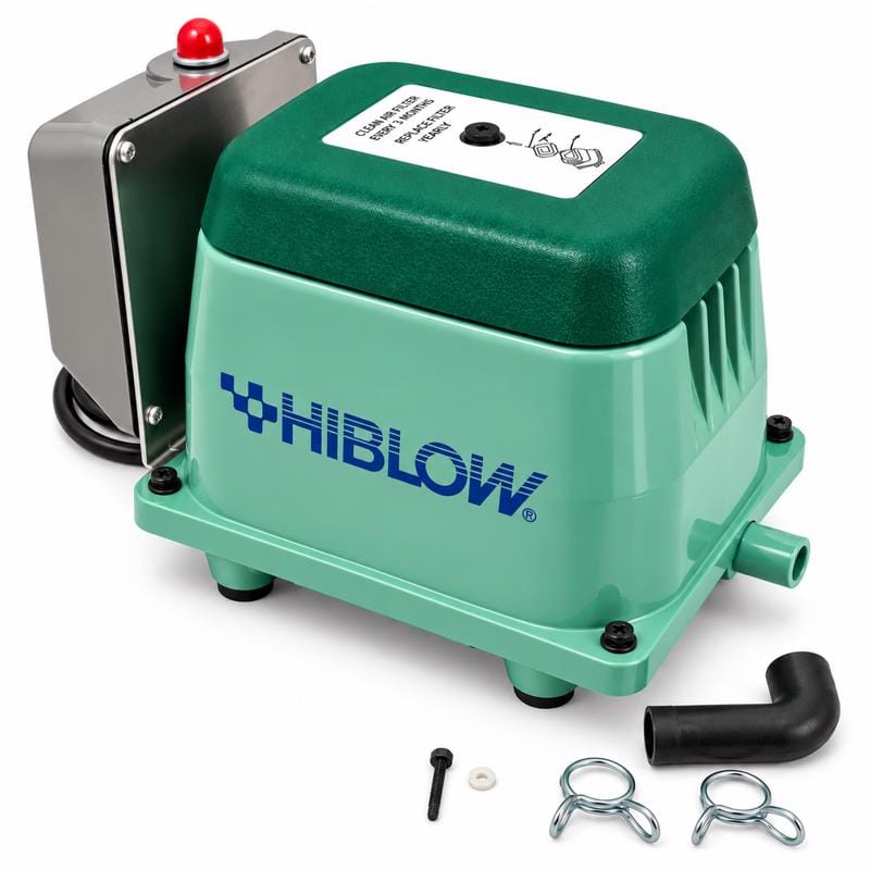 Hiblow HP-40-010A HP-40A 634 gph Aluminum Diaphragm Switch AC Septic Air Pump with Alarm