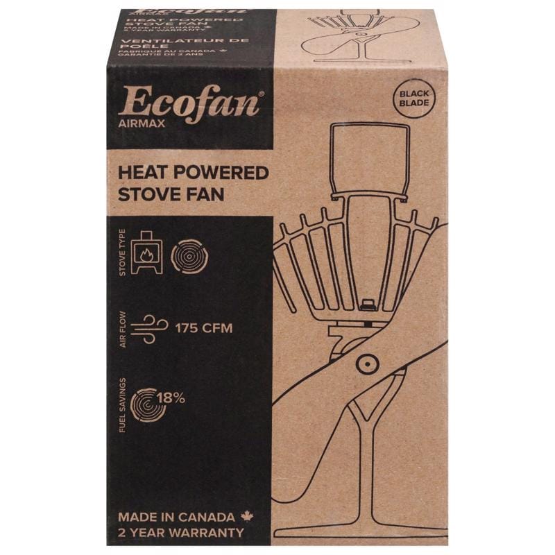 Ecofan 812AMXBX AirMax Aluminum Heat Powered Wood Stove Fan
