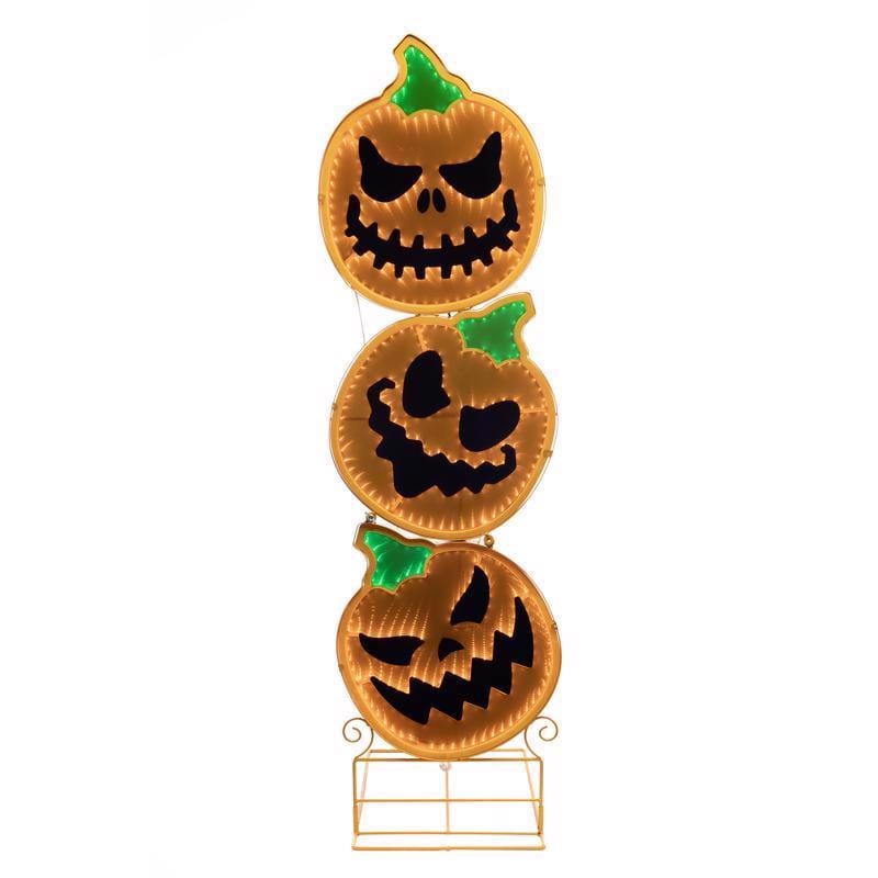 Celebrations 22-09011A Halloween 48 in. LED Prelit Infinity Stacked 3 Pumpkins Halloween Decor