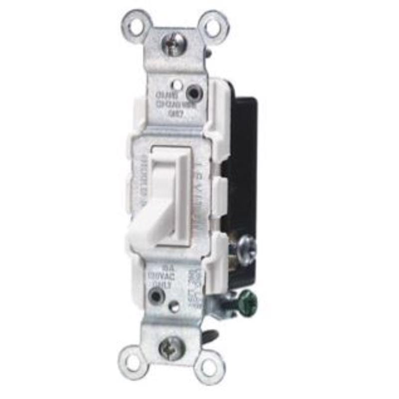 Leviton A1453-2AW 15 amps Three Pole 3-Way Antimicrobial Treated Toggle Switch White 1 pk