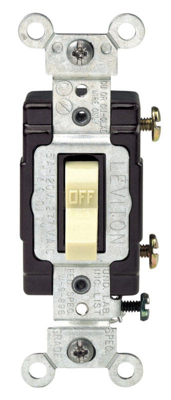 Leviton C21-05501-LHI Commercial Illuminated 15 amps Toggle Switch Ivory 1 pk